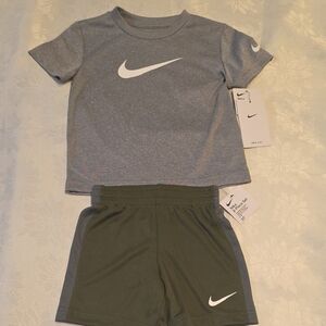 Nike Gray Top and Olive Shorts Set